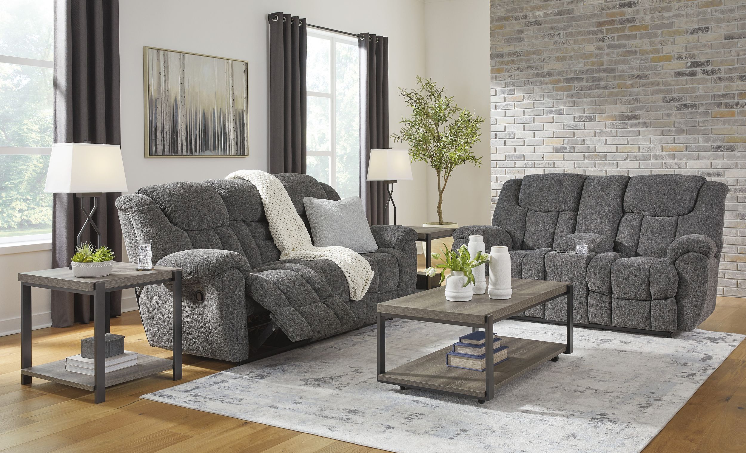 Foreside Polyester Reclining Living Room Set