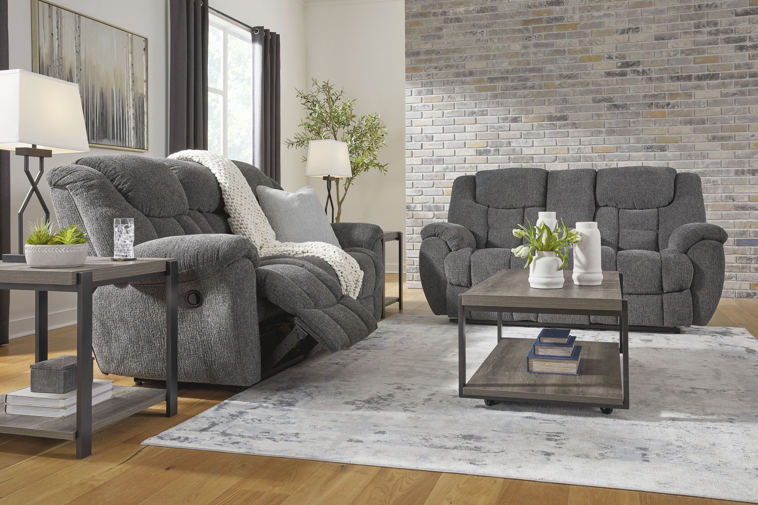 Foreside Polyester Reclining Living Room Set