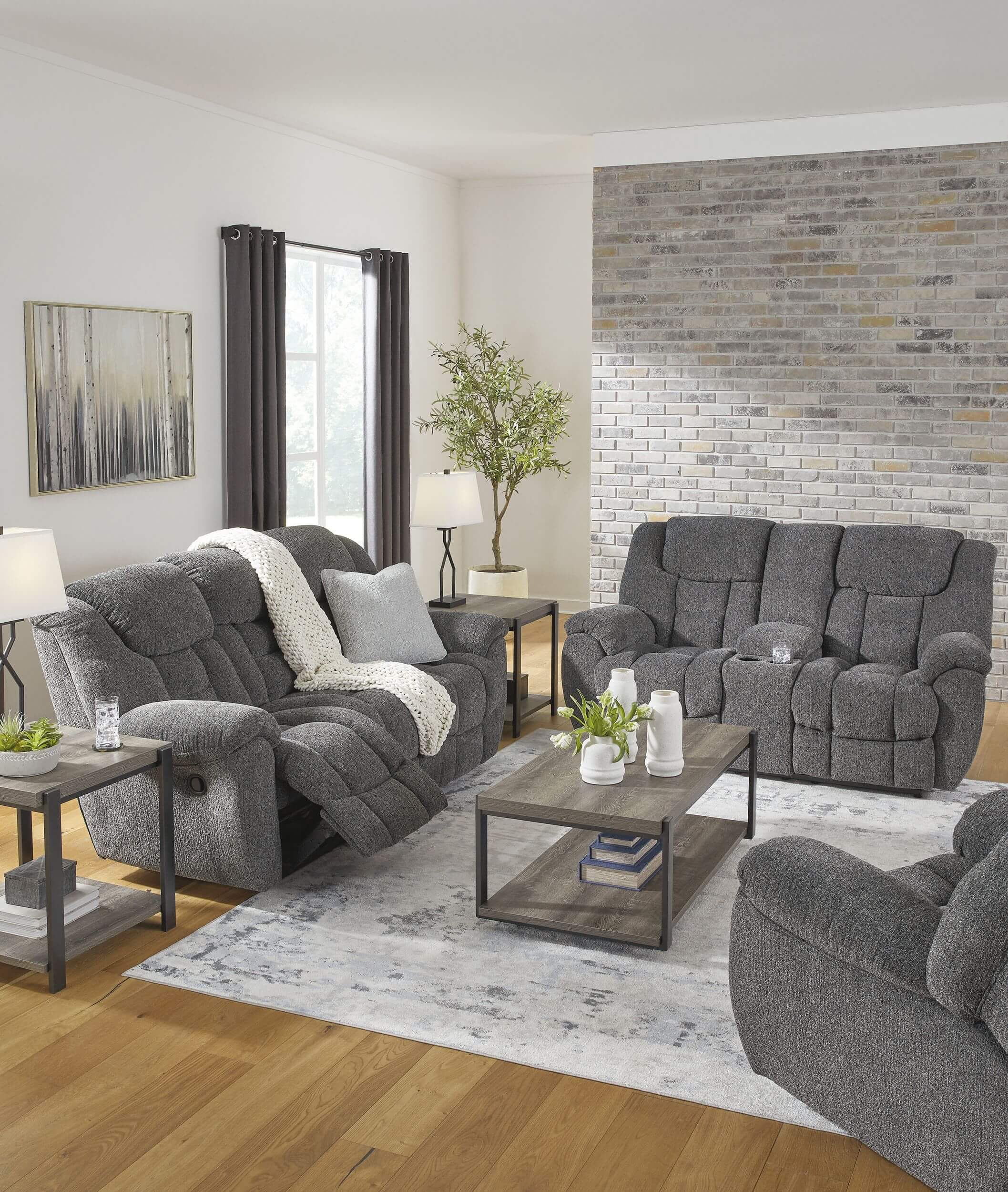Foreside Polyester Reclining Living Room Set