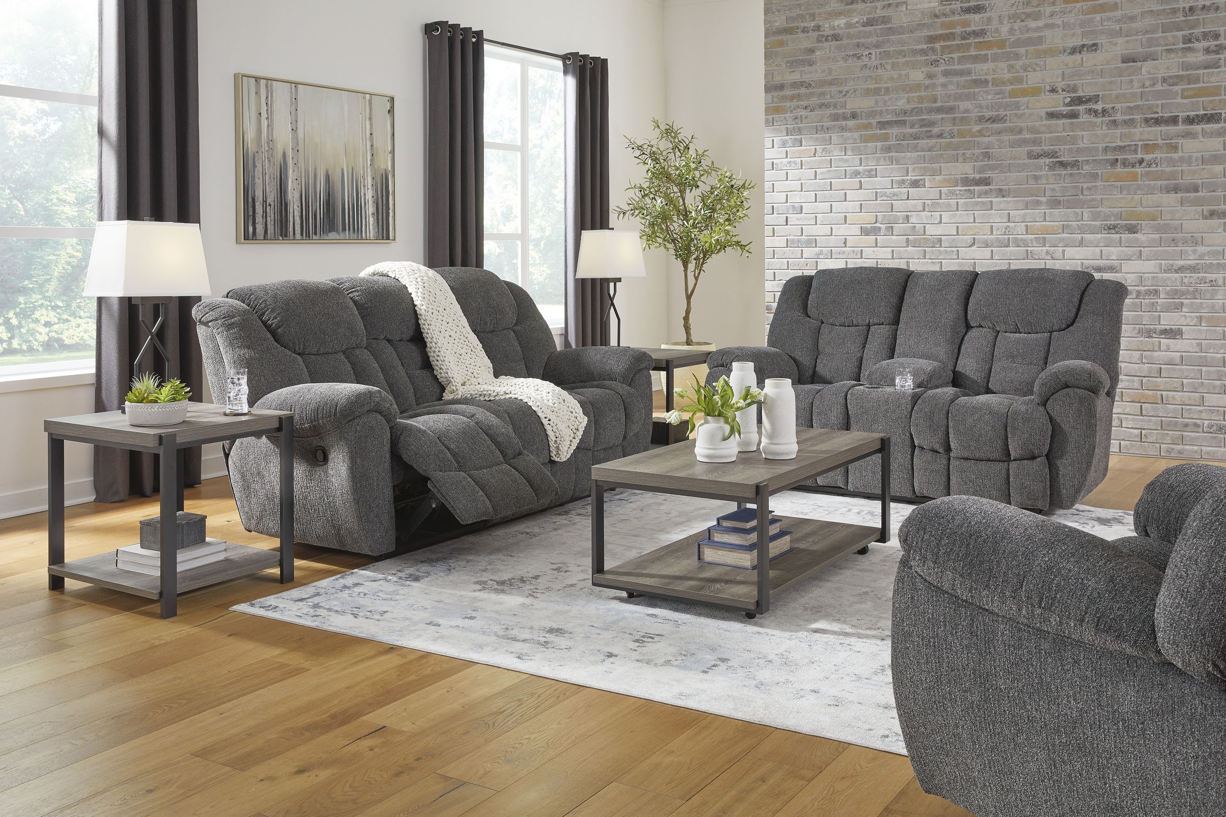 Foreside Polyester Reclining Living Room Set