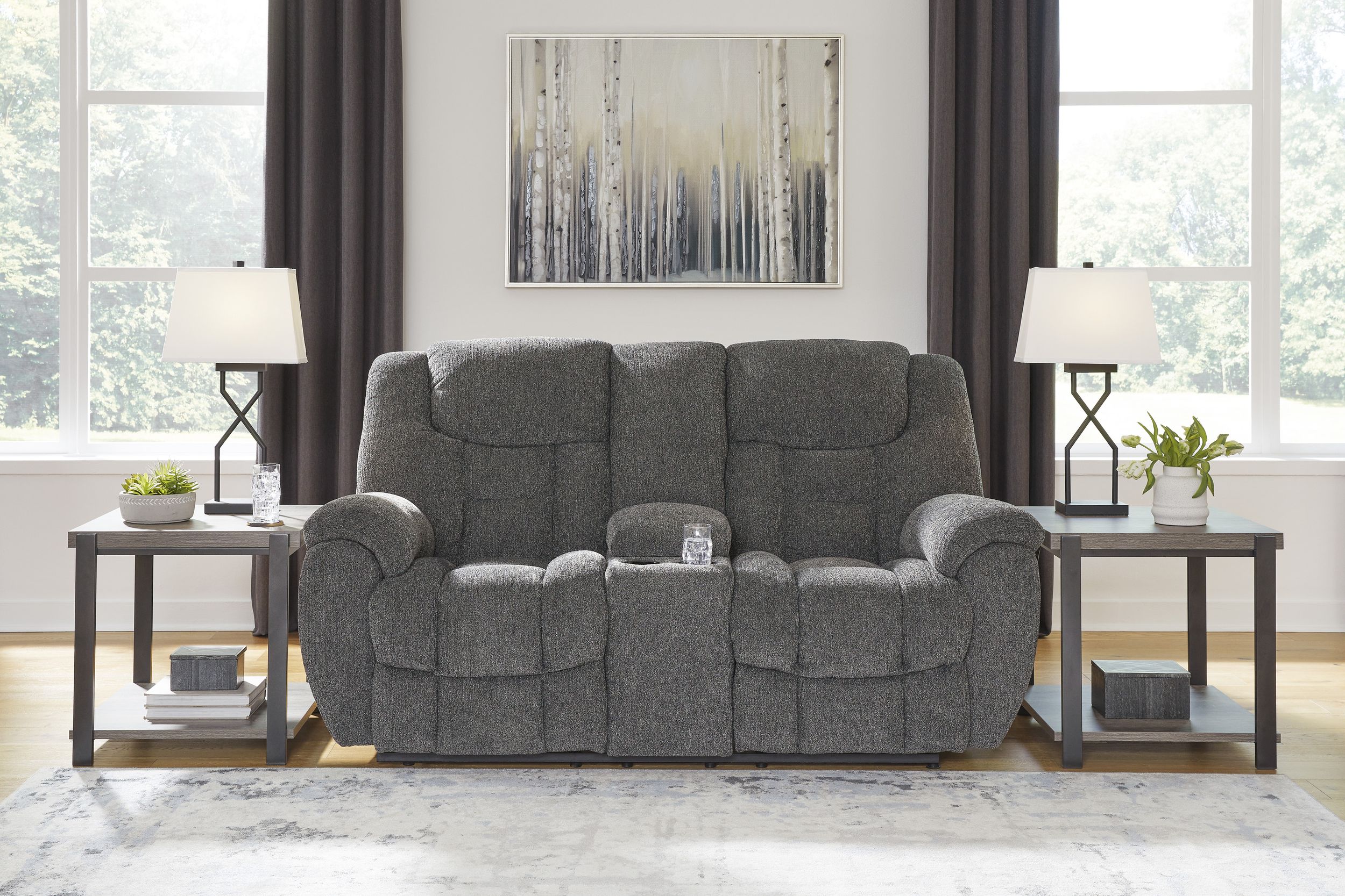 Dbl Reclining Loveseat with Console - Charcoal