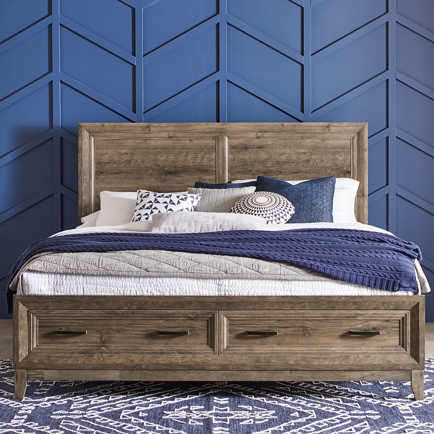 Ridgecrest Wood Storage Bed | Cobblestone Finish