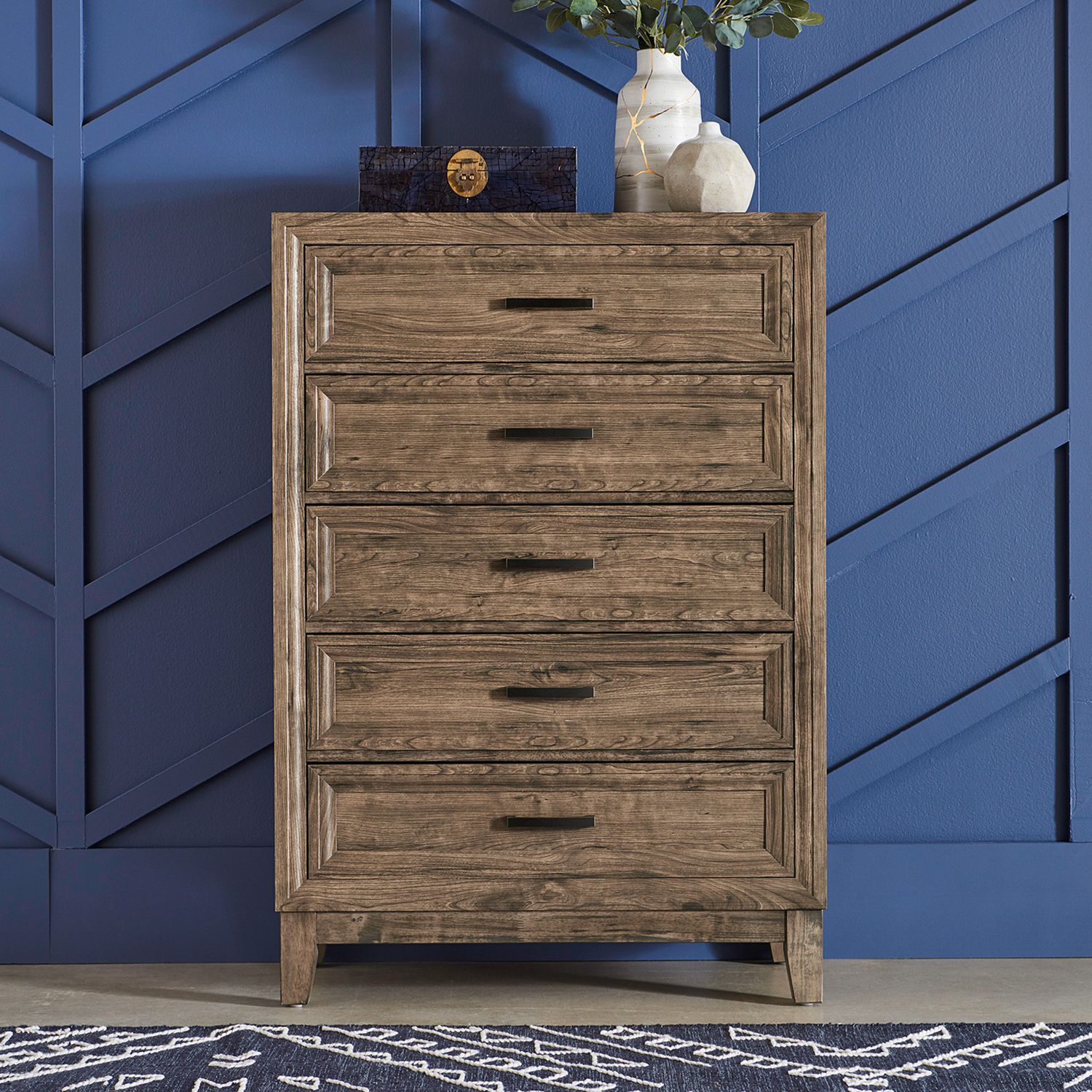 Ridgecrest Wood Panel Bedroom Set | Cobblestone Finish