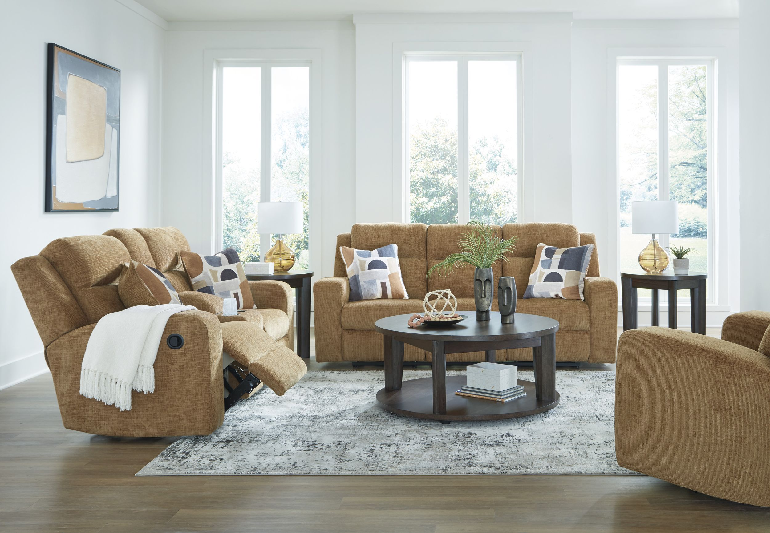 Ashley Kanlow Manual Reclining Sofa Honey