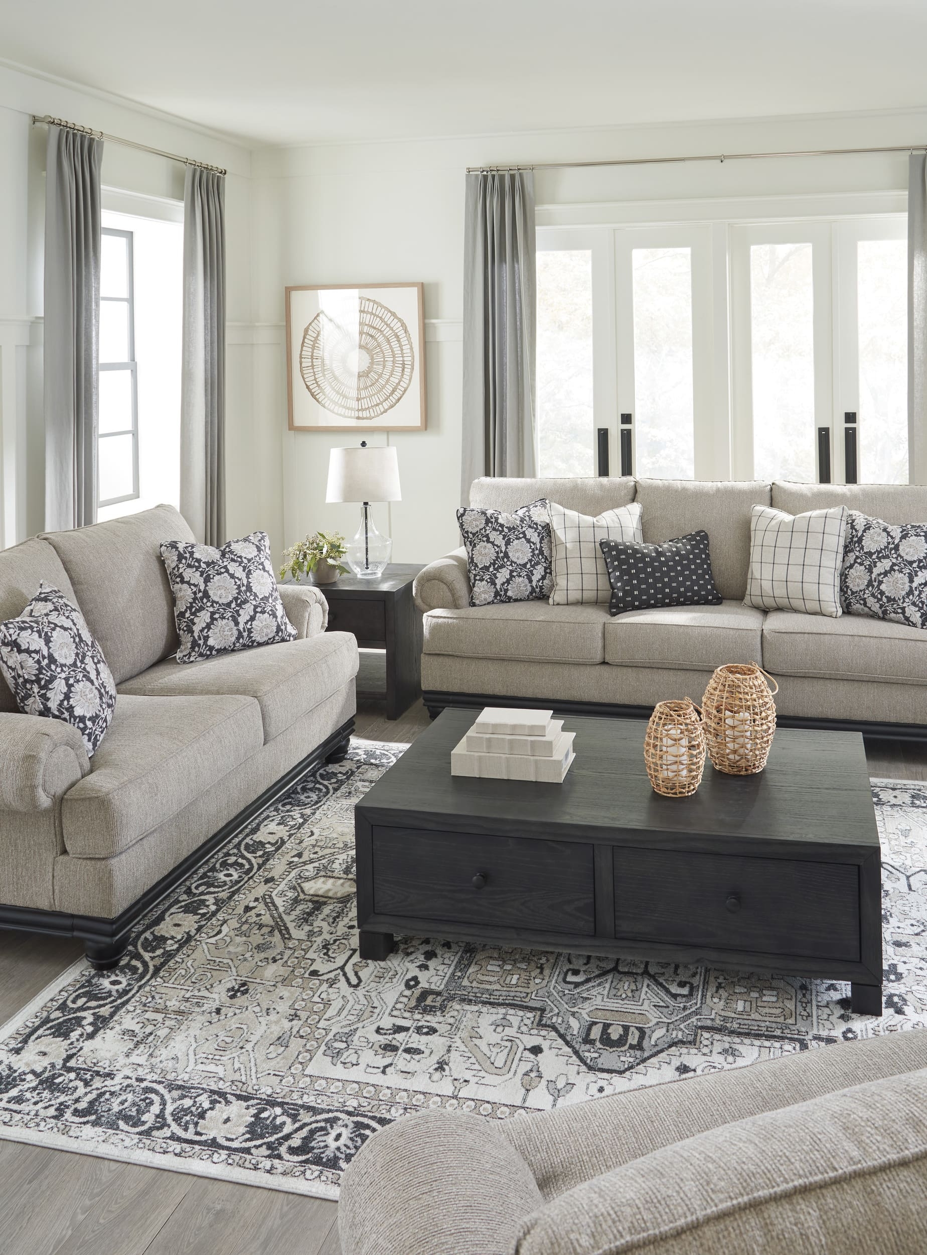 Ashley Elbiani Polyester Sofa Set And center Table