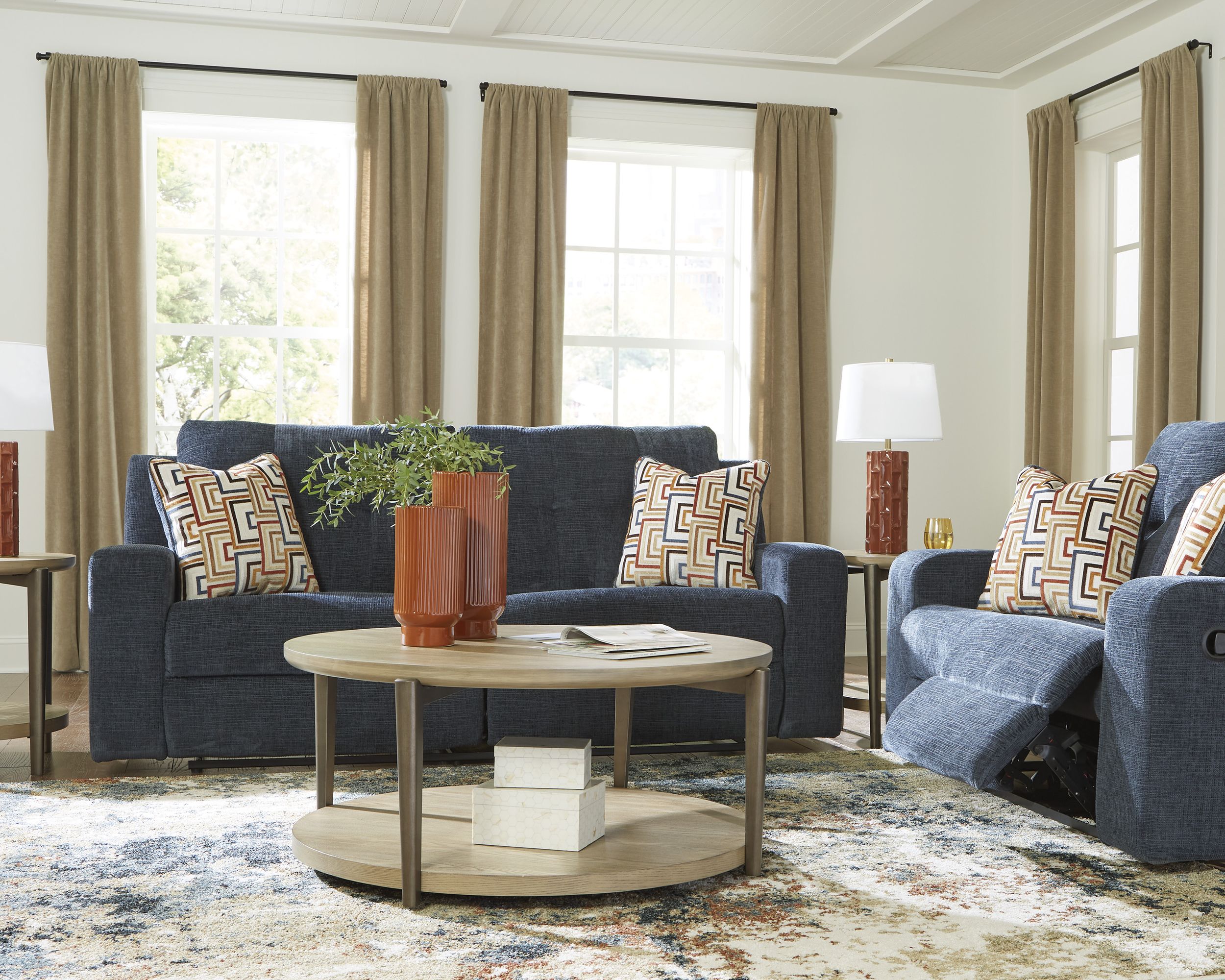 Danum Polyester Reclining Living Room Set