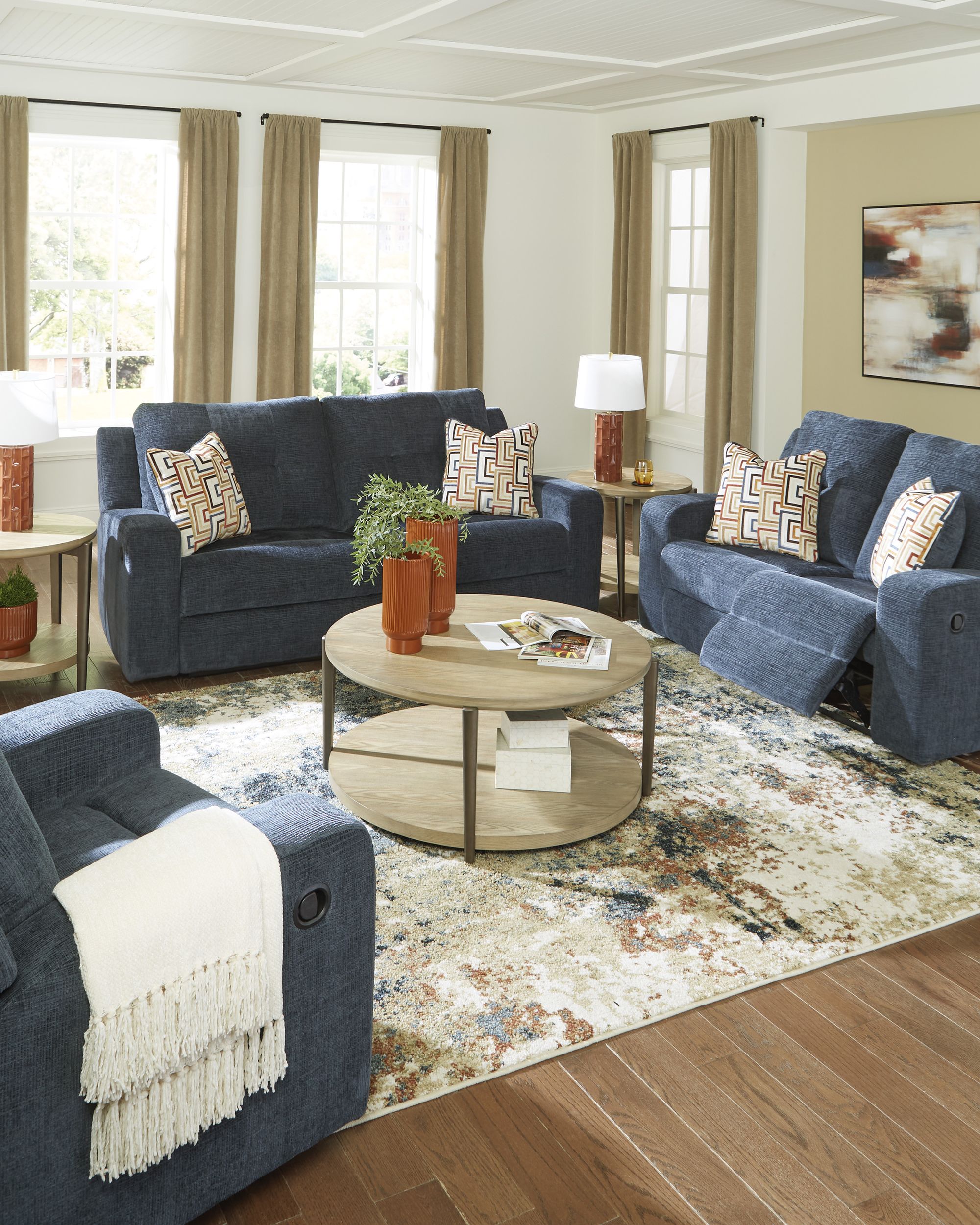 Danum Polyester Reclining Living Room Set