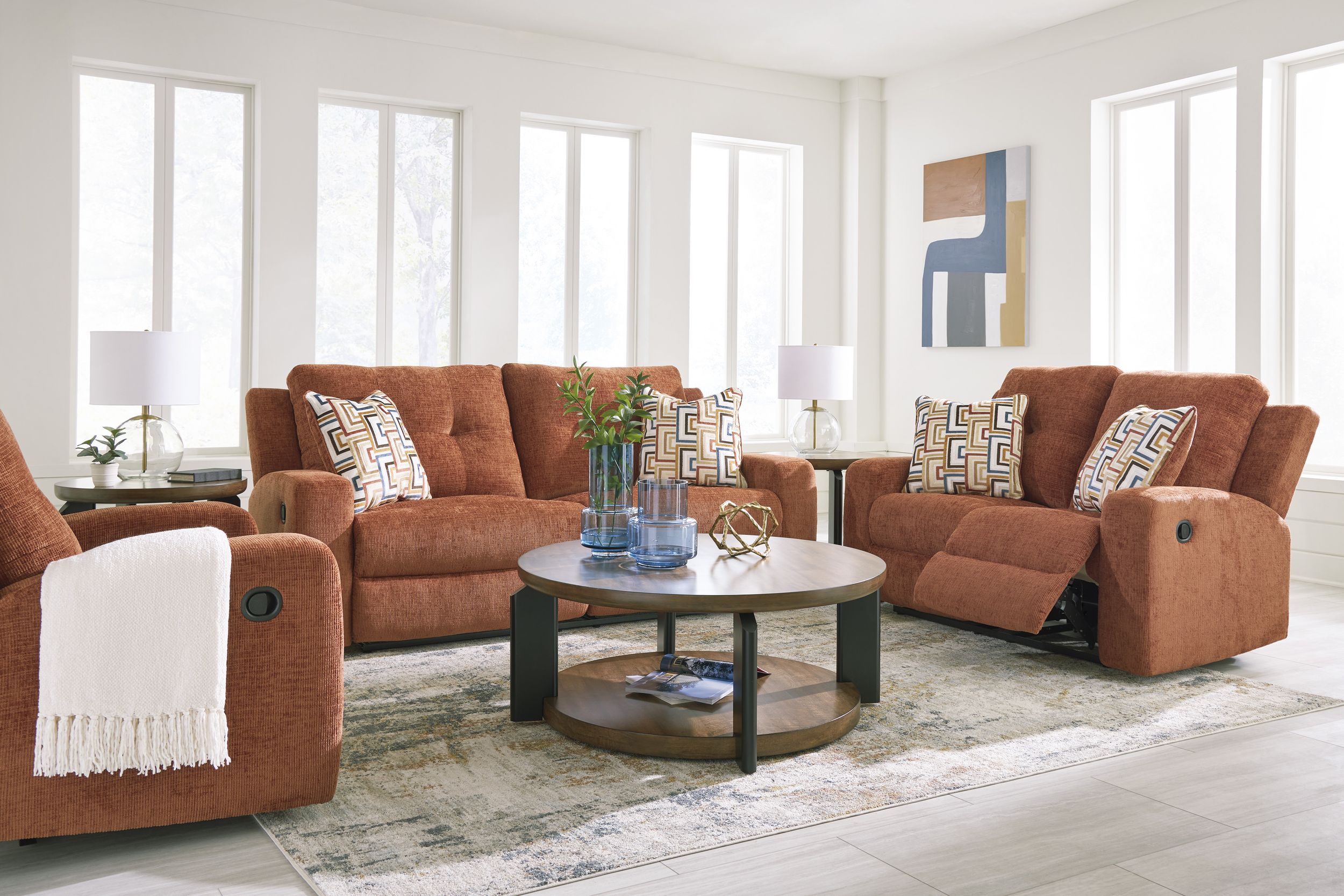 Danum Polyester Reclining Living Room Set