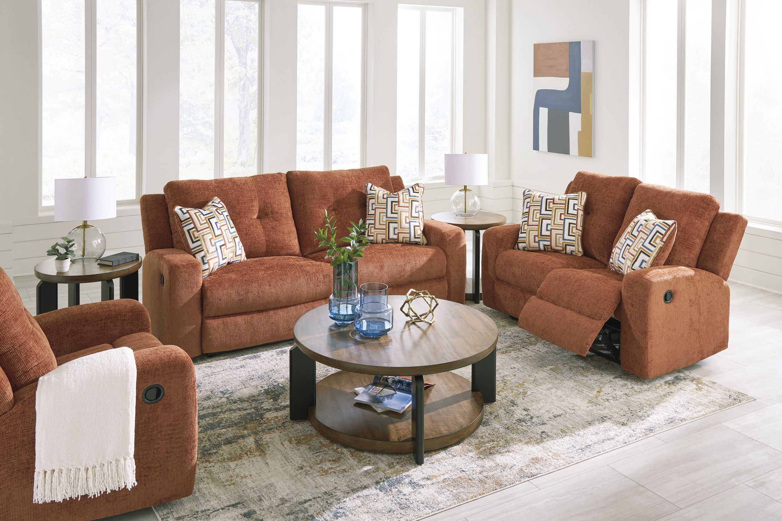 Danum Polyester Reclining Living Room Set