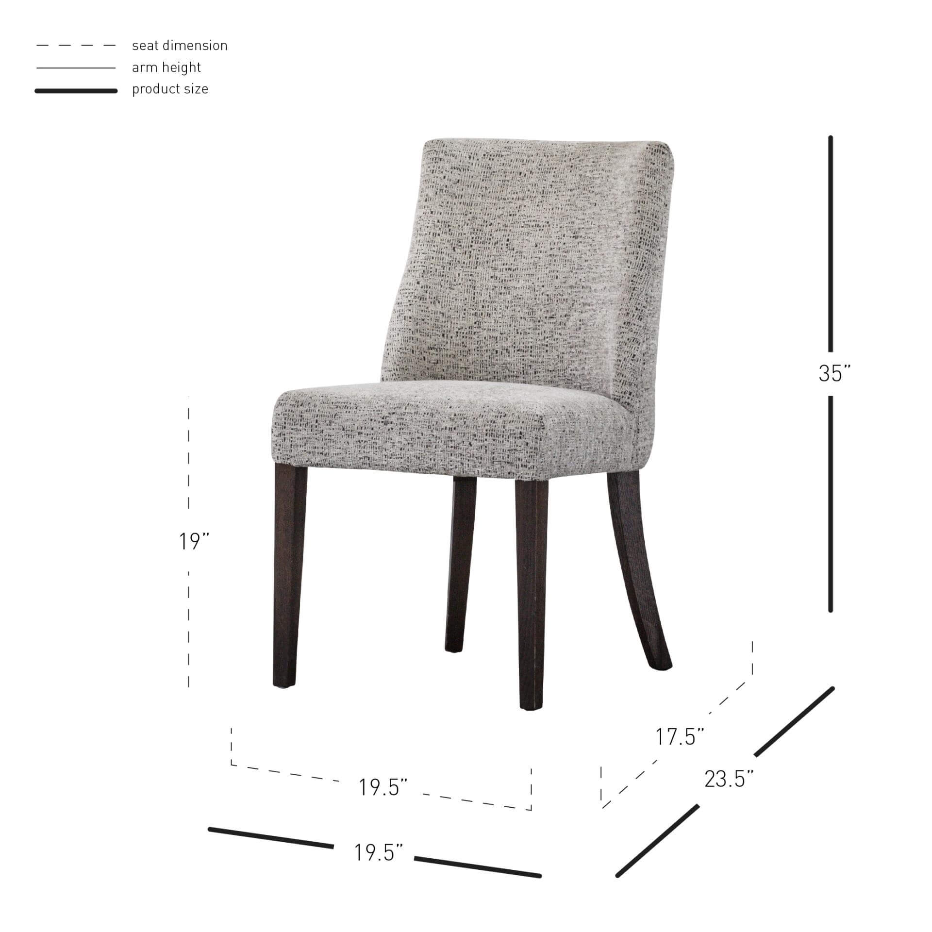 New Paris Fabric Dining Chair, Dark Brown Legs