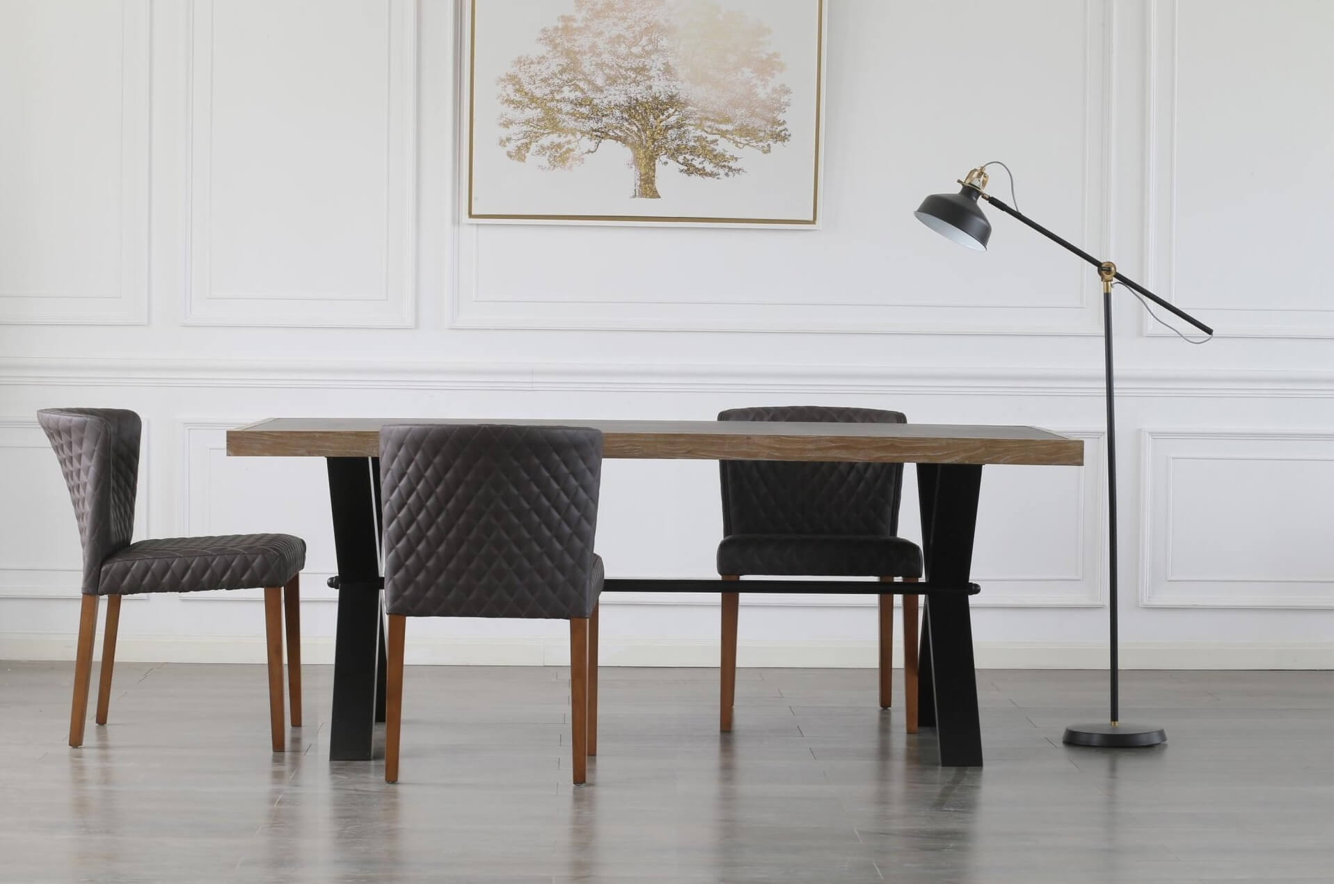 Albie KD Diamond Stitching PU Dining Chair