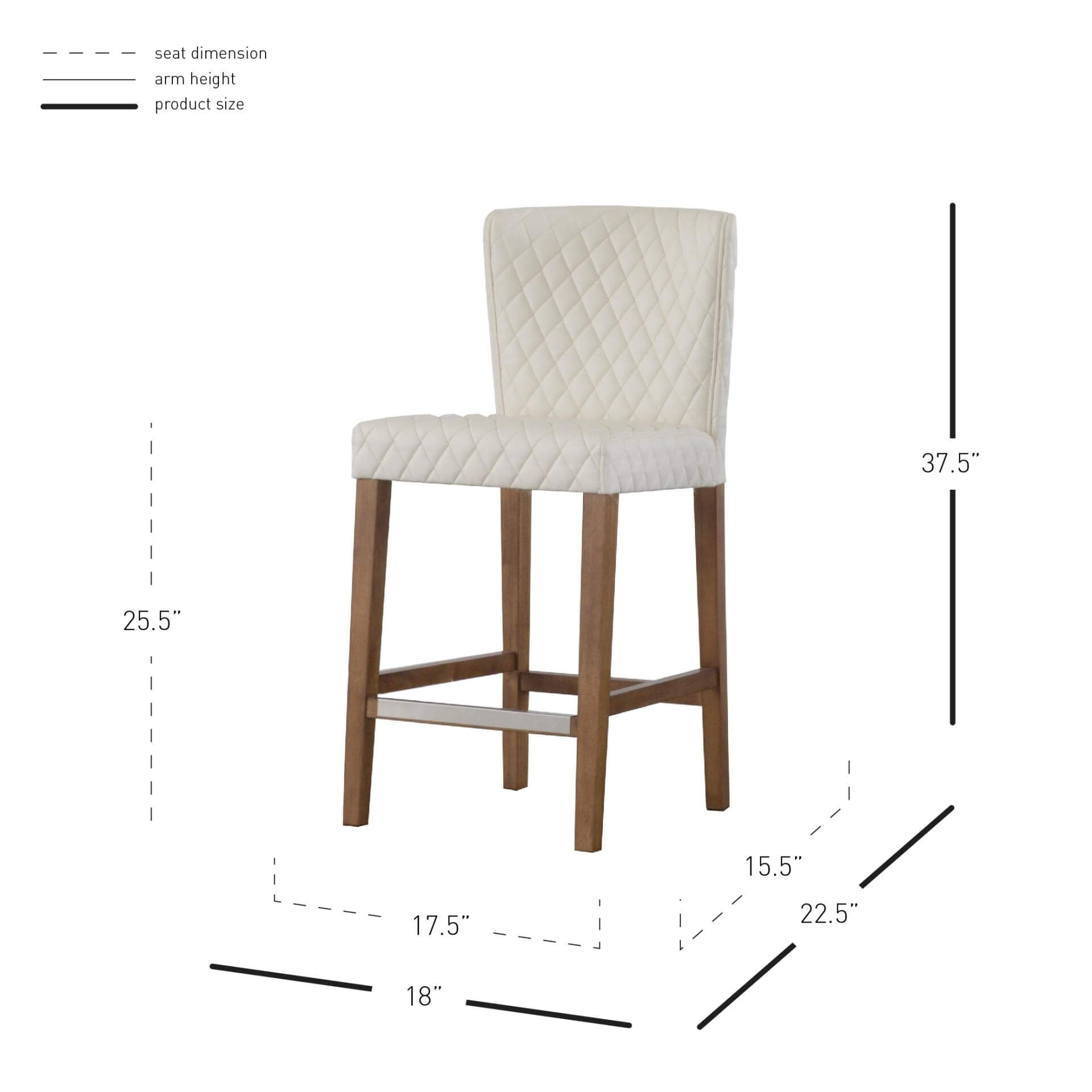 Albie KD Diamond Stitching PU Counter Stool