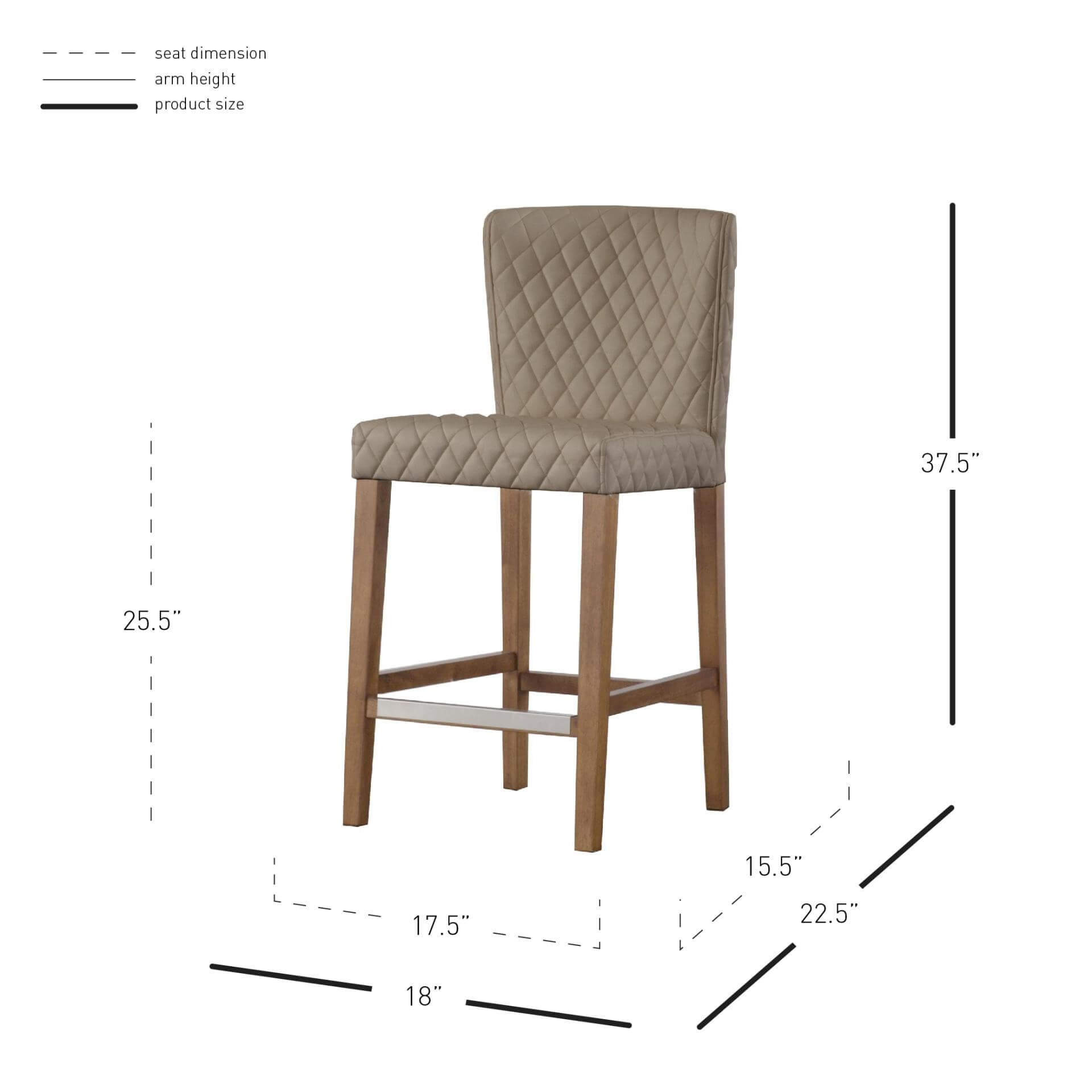 Albie KD Diamond Stitching PU Counter Stool