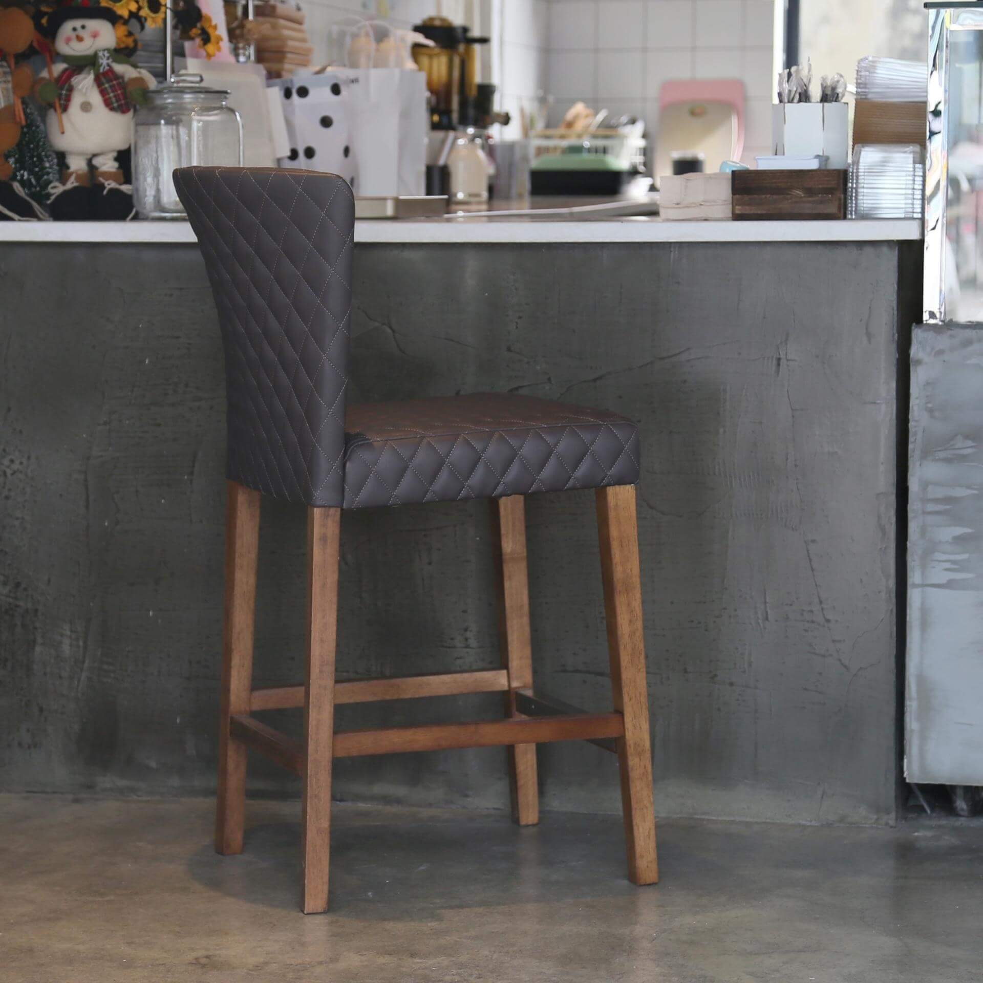 Albie KD Diamond Stitching PU Counter Stool