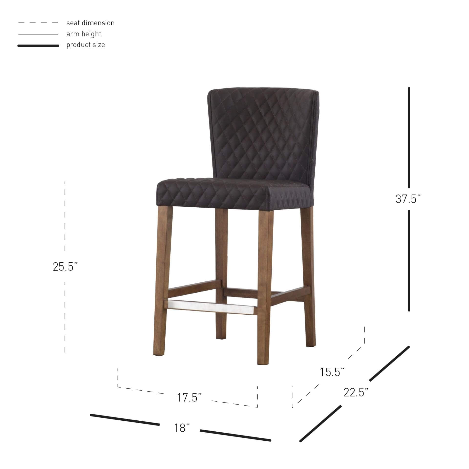Albie KD Diamond Stitching PU Counter Stool