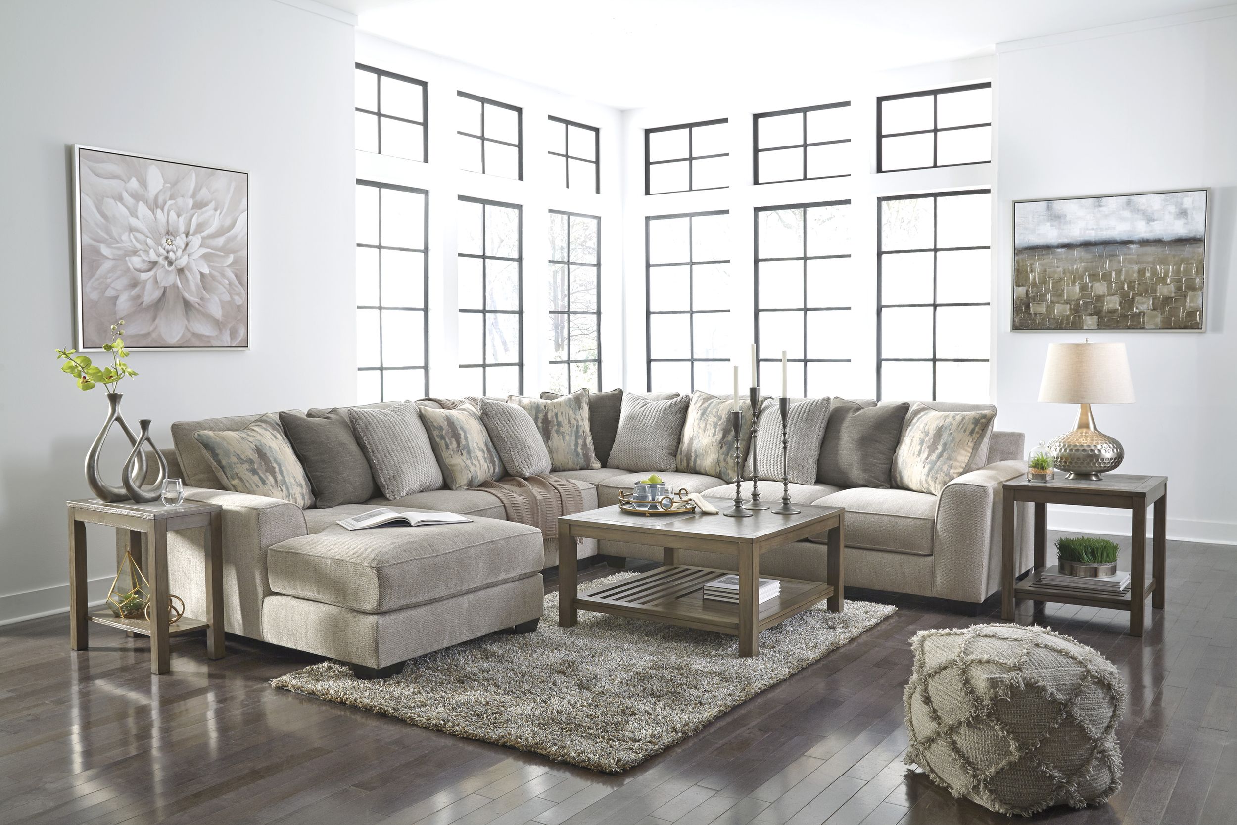 Ardsley 135-inch 4-Piece Polyester U-Shaped Sectional Sofa w/Left Chaise, Combination 2
