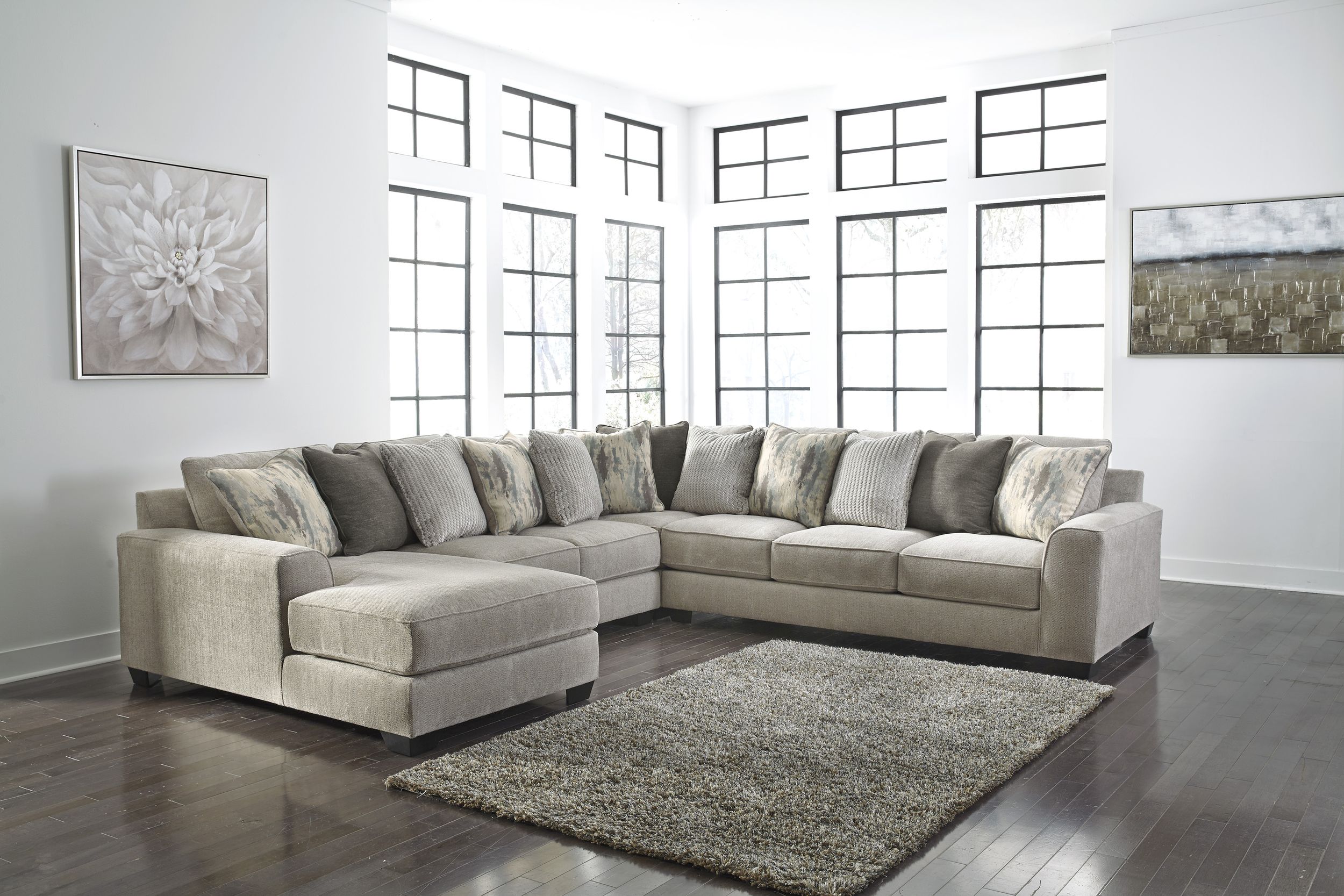 Ardsley 135-inch 4-Piece Polyester U-Shaped Sectional Sofa w/Left Chaise, Combination 2