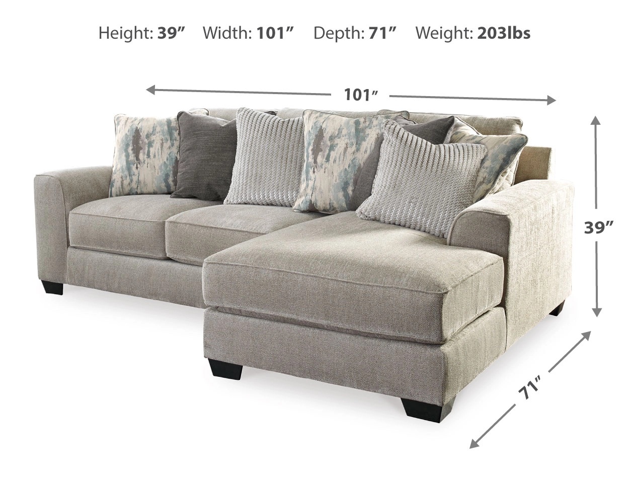 Ardsley 2-Piece Polyester Sectional Sofa w/Right Hand Chaise Facing