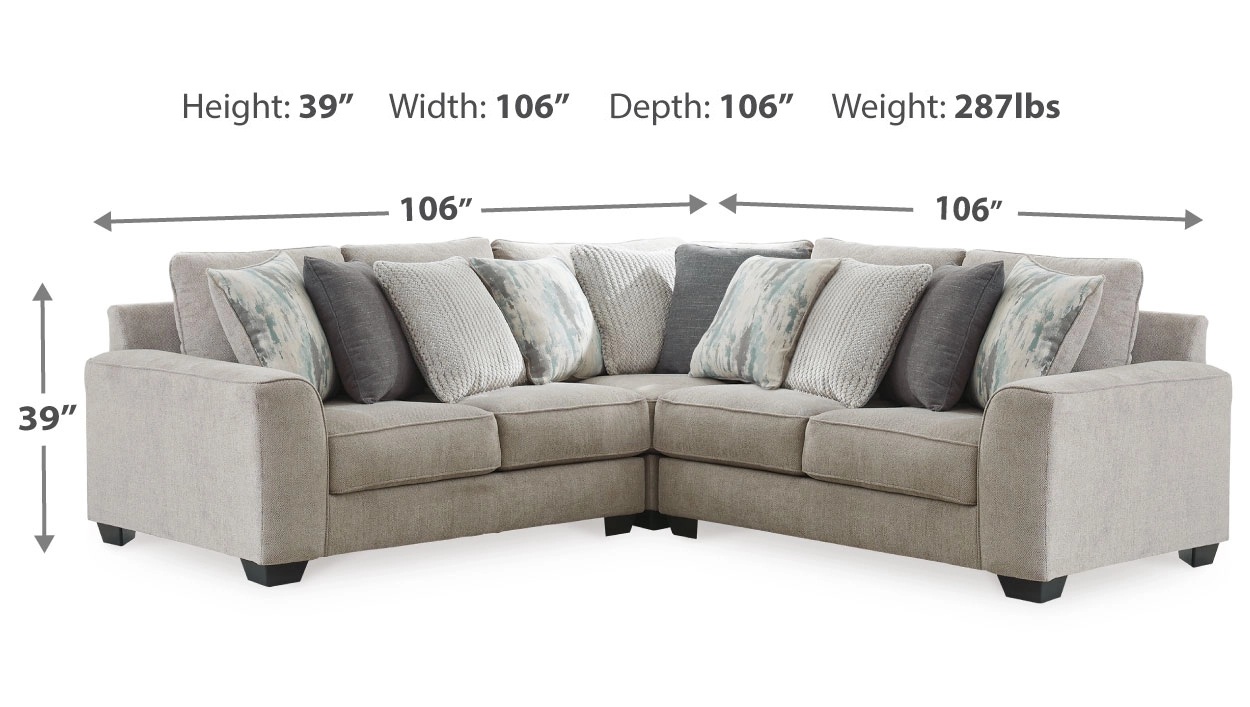 Ardsley 106-inch 3-Piece Polyester L-Shaped Sectional Sofa