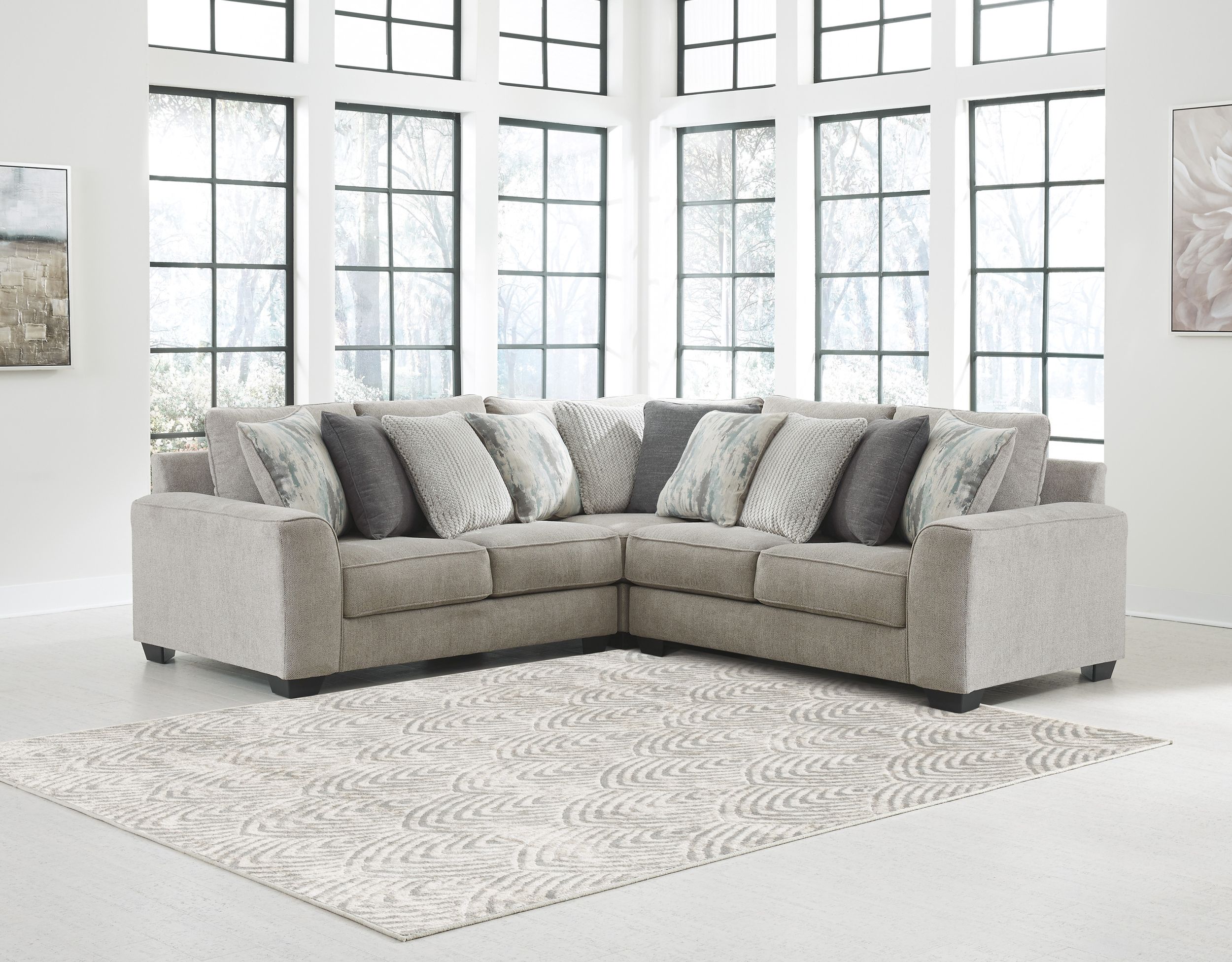Ardsley 106-inch 3-Piece Polyester L-Shaped Sectional Sofa