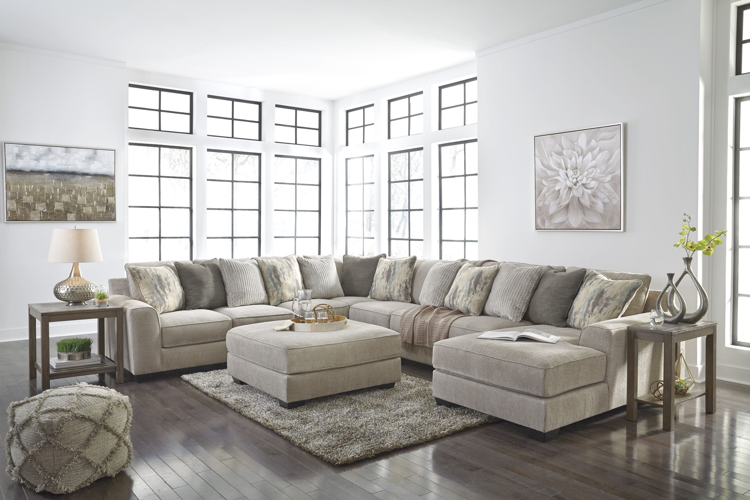 Ardsley 160-inch 5-Piece Polyester U-Shaped Sectional Sofa w/Right Chaise