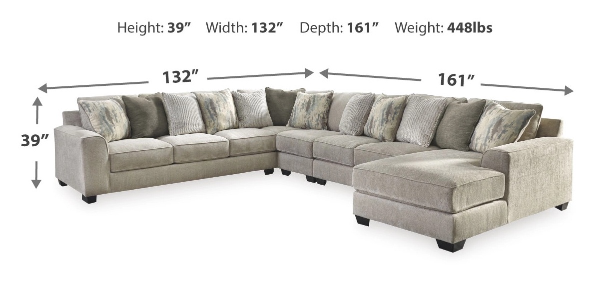 Ardsley 160-inch 5-Piece Polyester U-Shaped Sectional Sofa w/Right Chaise