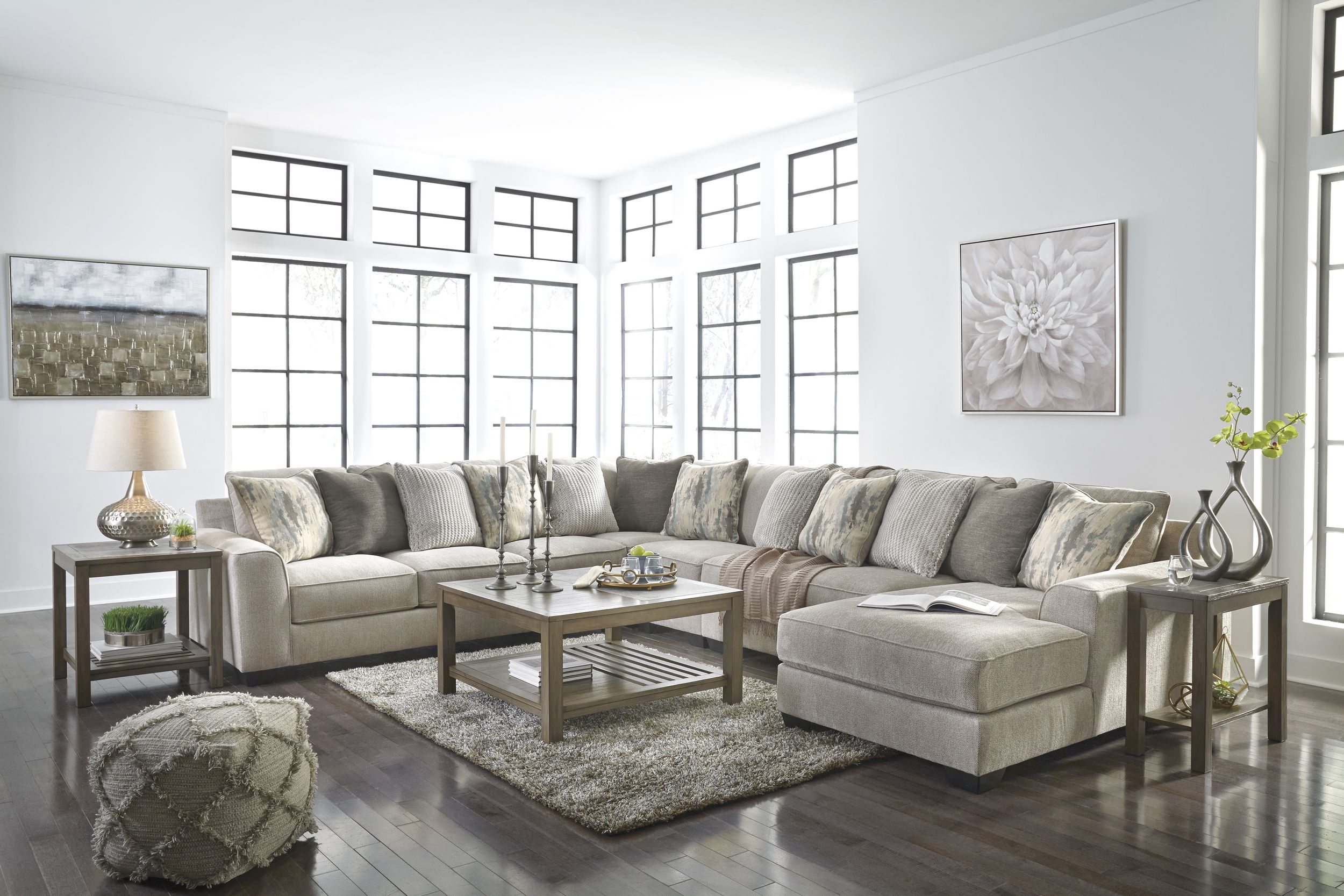 Ardsley 160-inch 5-Piece Polyester U-Shaped Sectional Sofa w/Right Chaise