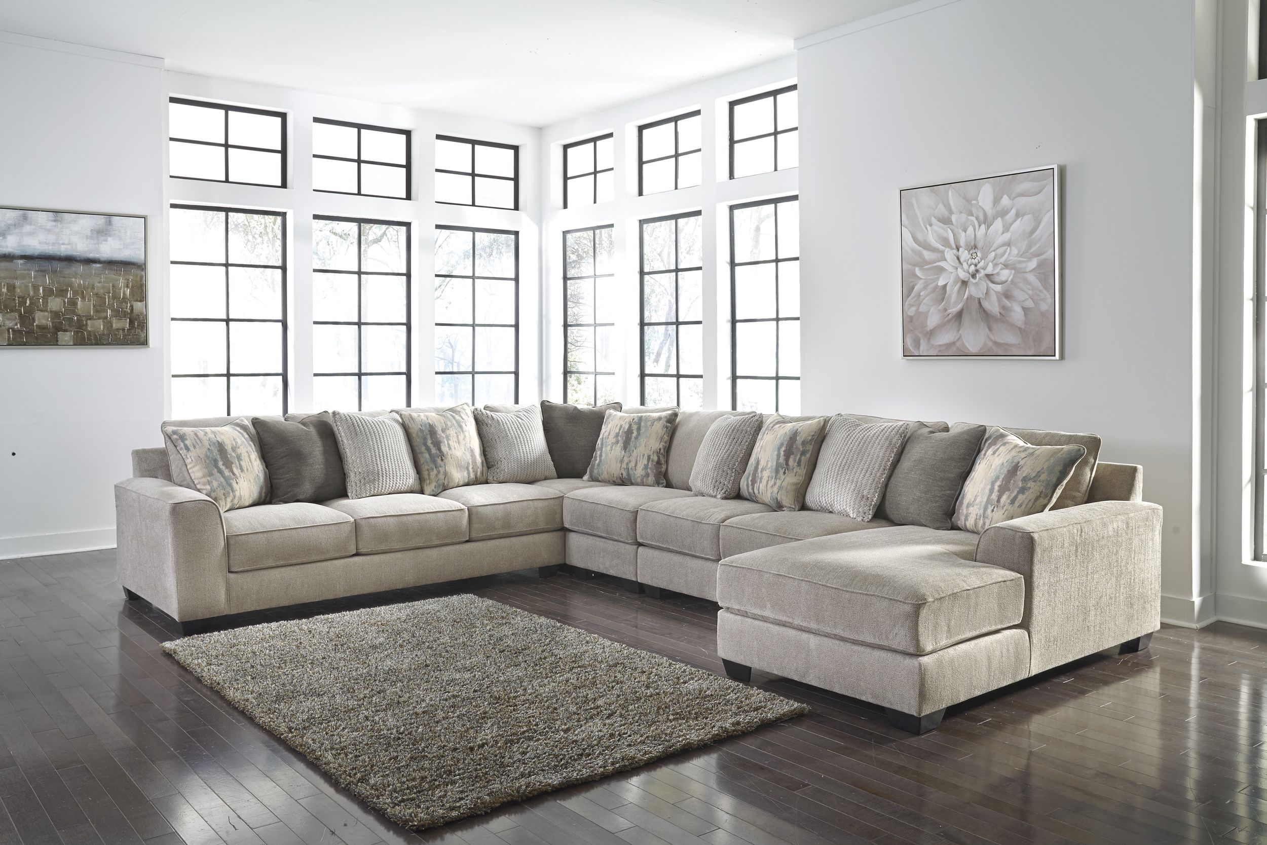 Ardsley 160-inch 5-Piece Polyester U-Shaped Sectional Sofa w/Right Chaise