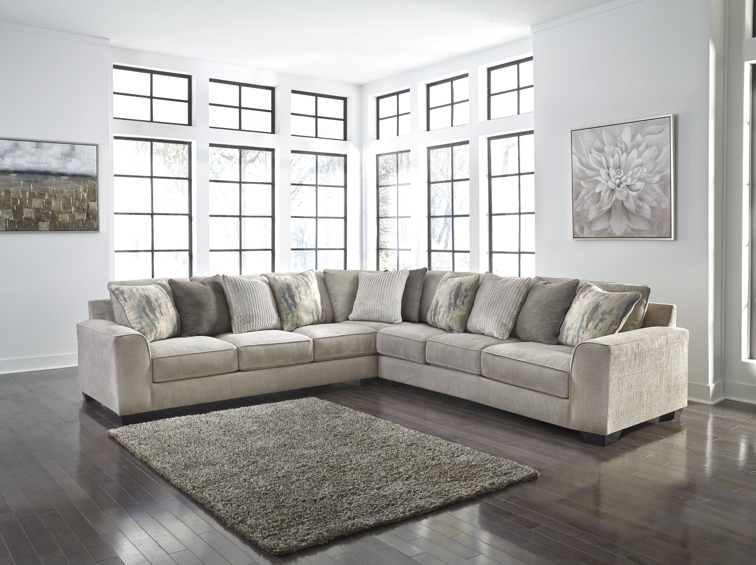 Ardsley 130-inch 3-Piece Polyester L-Shaped Sectional Sofa