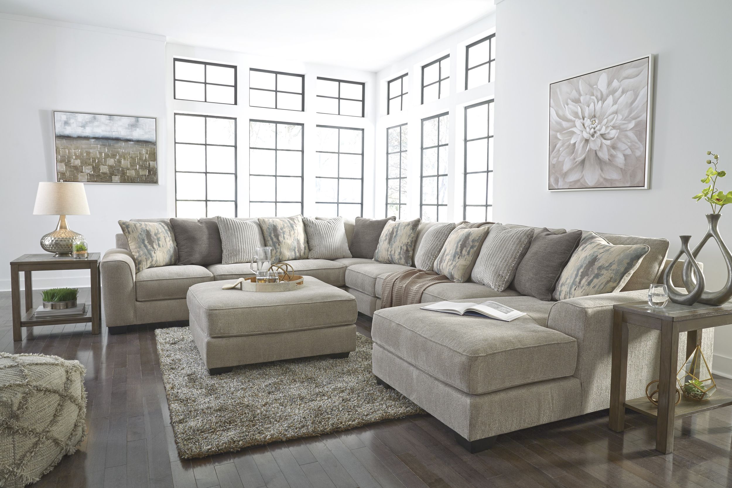 Ardsley 160-inch 5-Piece Polyester U-Shaped Sectional Sofa w/Right Chaise