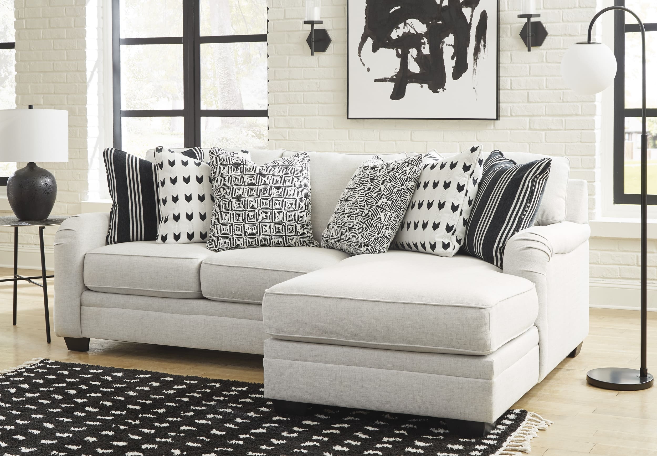 Huntsworth 2-Piece Polyester L-Shaped Sectional Sofa w/Right Arm Chaise Facing
