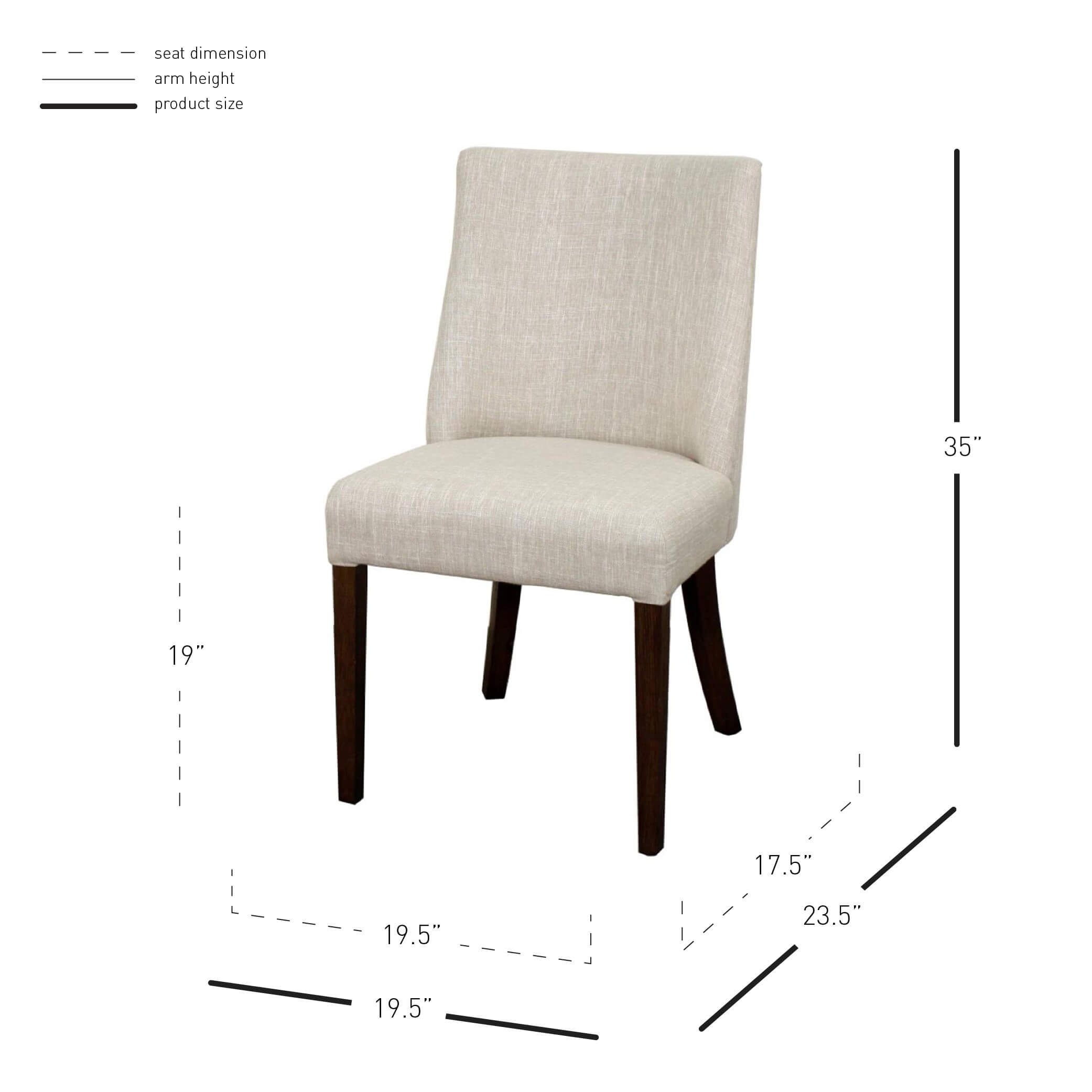New Paris Fabric Dining Chair, Dark Brown Legs