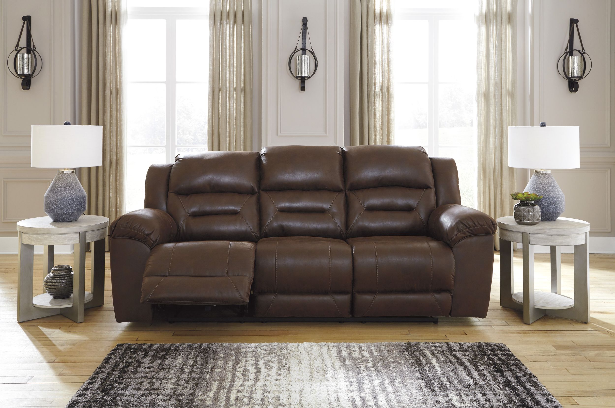 Stoneland Faux Leather Manual Reclining Living Room Set