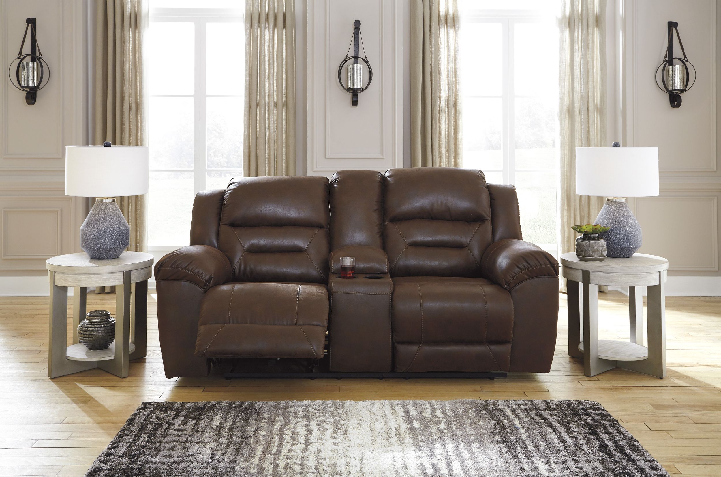 Stoneland Faux Leather Manual Reclining Living Room Set