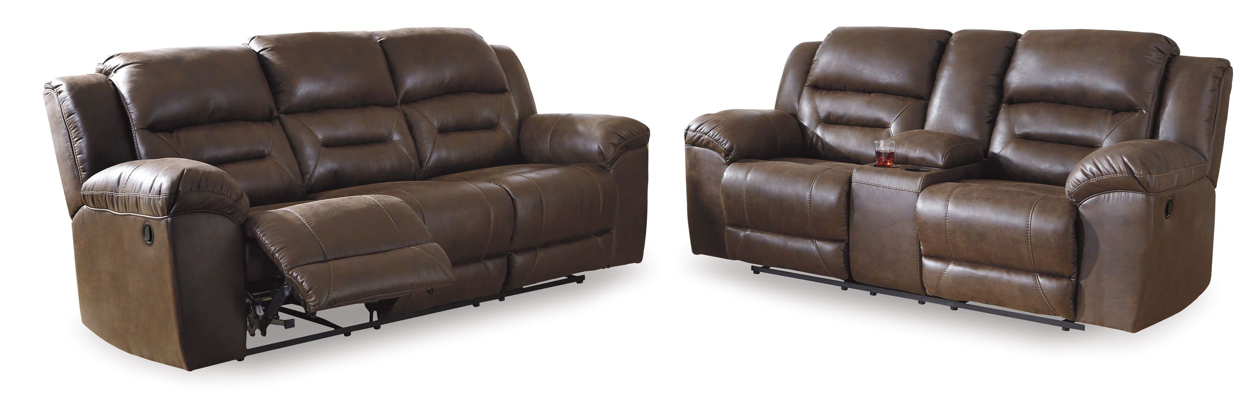 Stoneland Faux Leather Manual Reclining Living Room Set