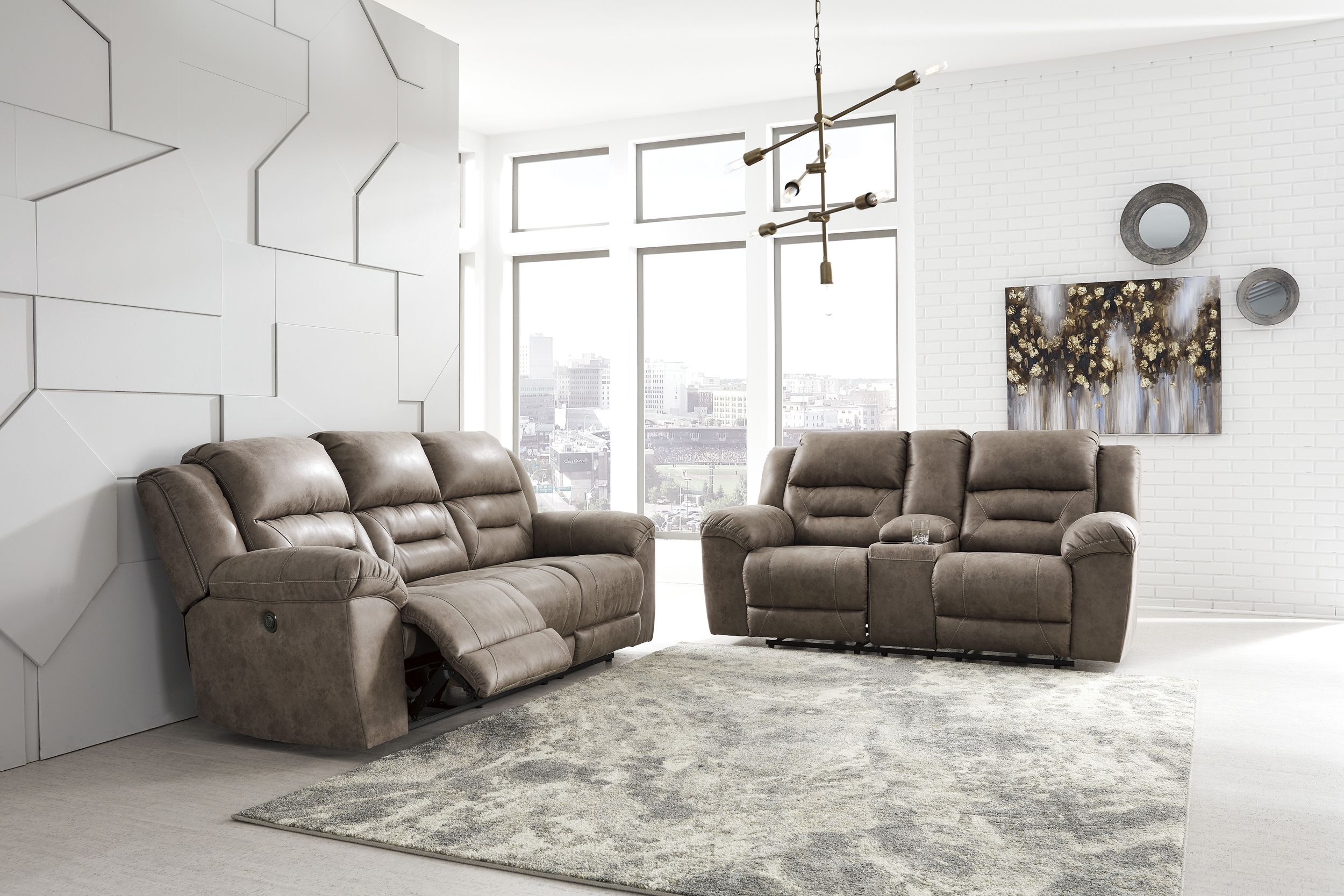 Stoneland Faux Leather Power Reclining Living Room Set