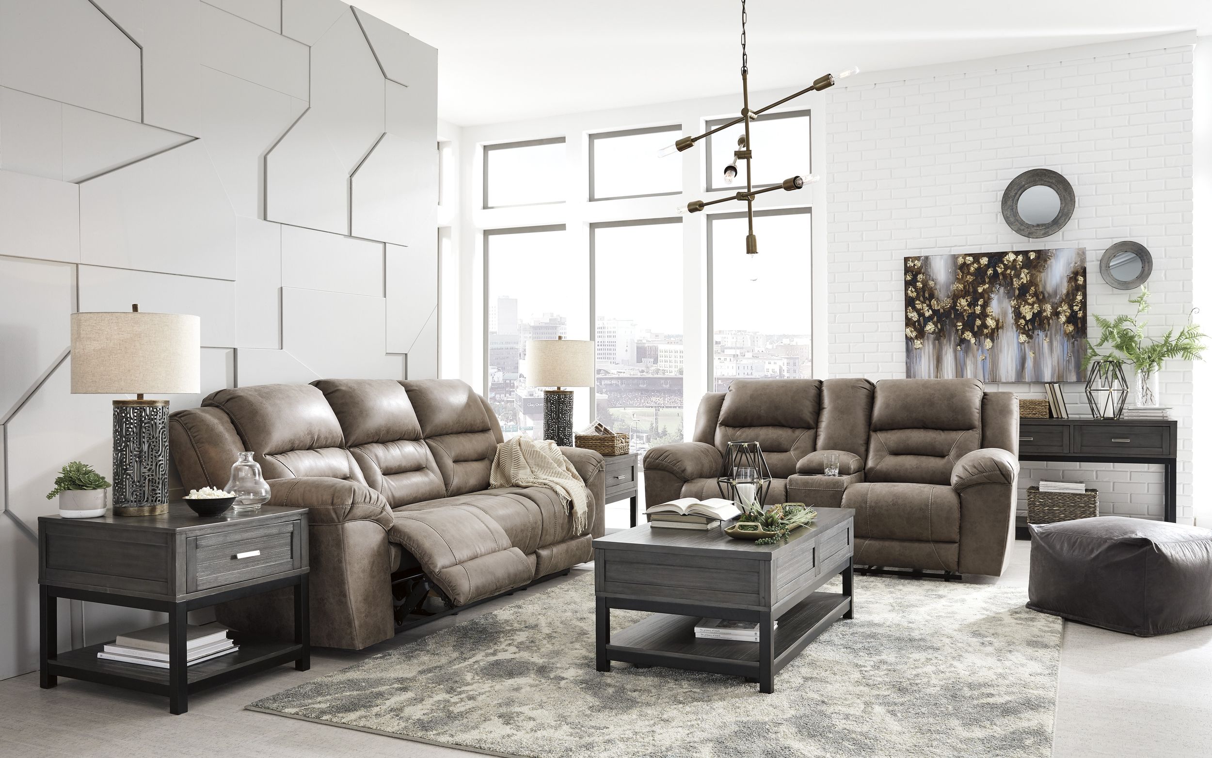 Stoneland Faux Leather Power Reclining Living Room Set