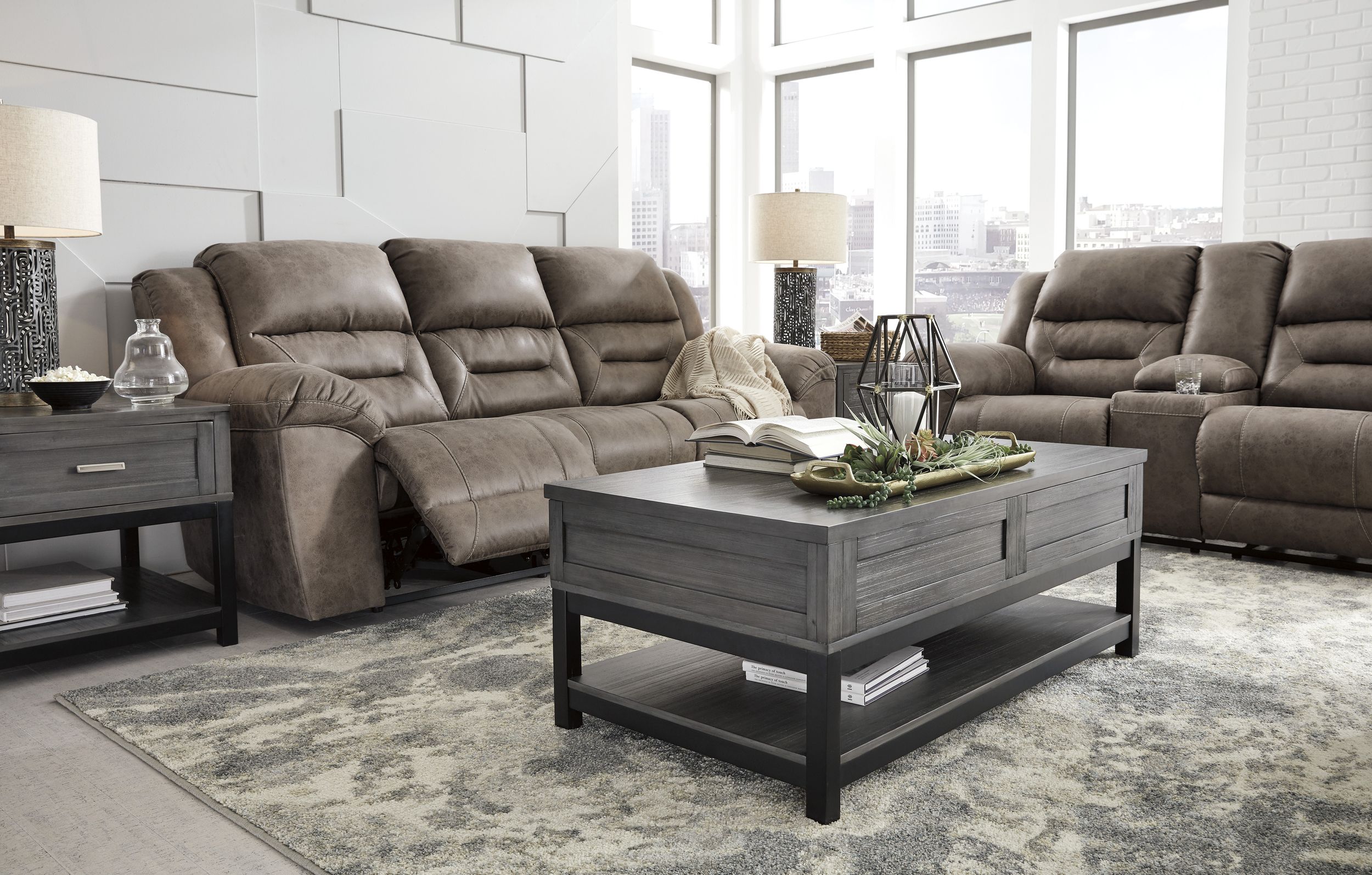 Stoneland Faux Leather Power Reclining Living Room Set
