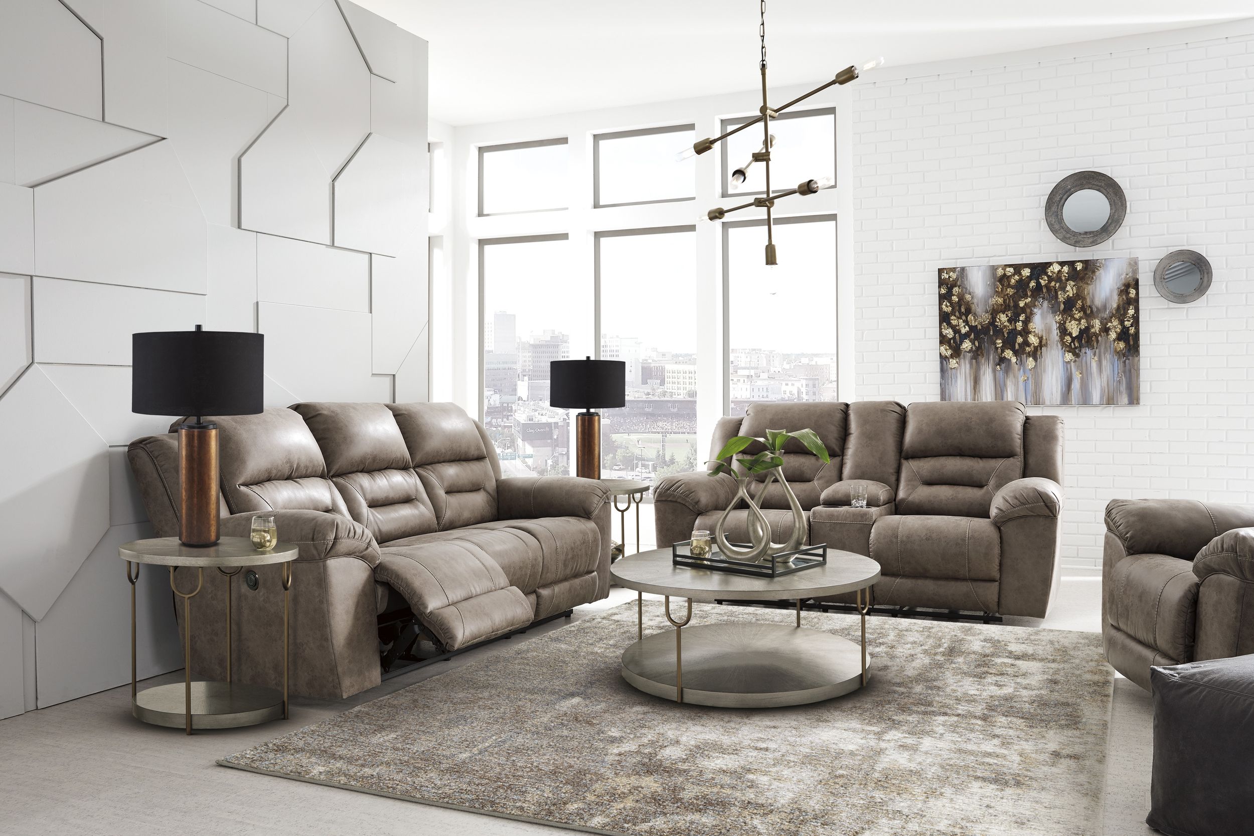 Stoneland Power Reclining Sofa Loveseat Set
