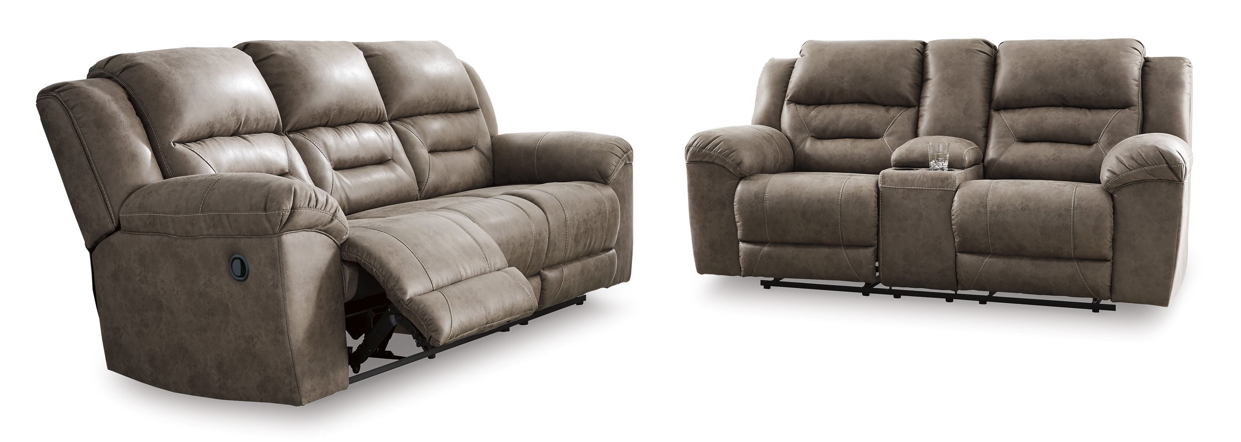 Stoneland Faux Leather Manual Reclining Living Room Set