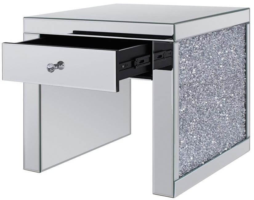 Noralie 81477 Mirrored/Faux Diamonds End Table