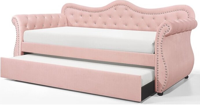 Abby Velvet Tufted Daybed w/Trundle