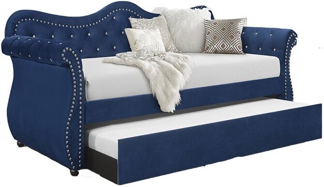 Abby Velvet Tufted Daybed w/Trundle