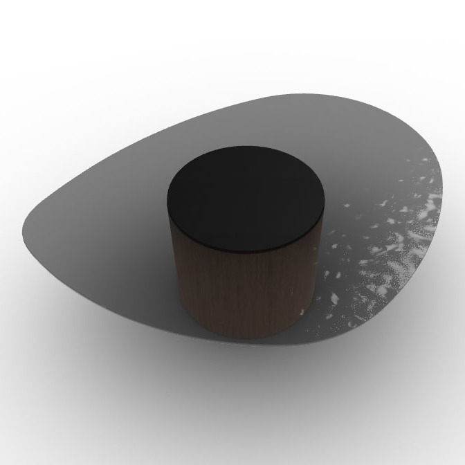 Mushroom Tempered Glass/Wood Pedestal Coffee Table