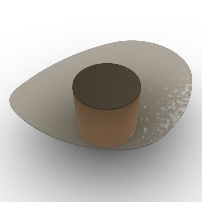 Mushroom Tempered Glass/Wood Pedestal Coffee Table