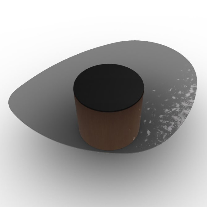 Mushroom Tempered Glass/Wood Pedestal Coffee Table