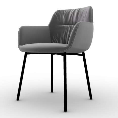 Cocoon Fabric/Metal Customizable Plush Seat Dining Armchair