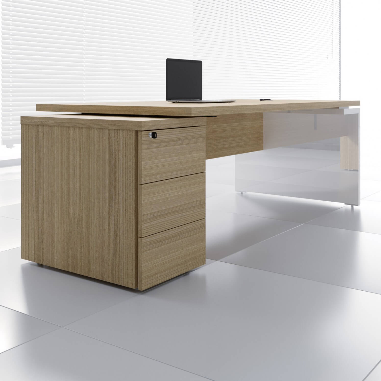 Mito 80" Executive Desk w/Pedestal & HPL Side Panel