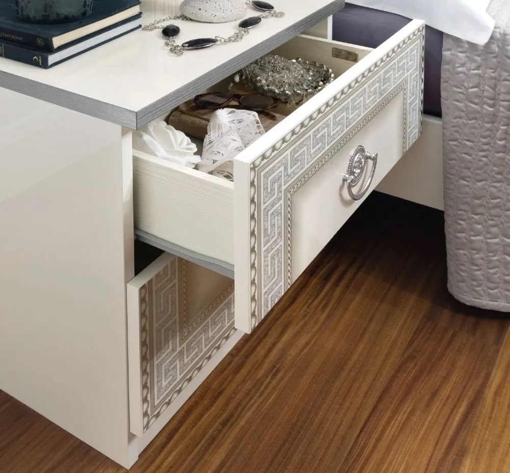 Aida Wood Veneer Nightstand w/2 Drawers
