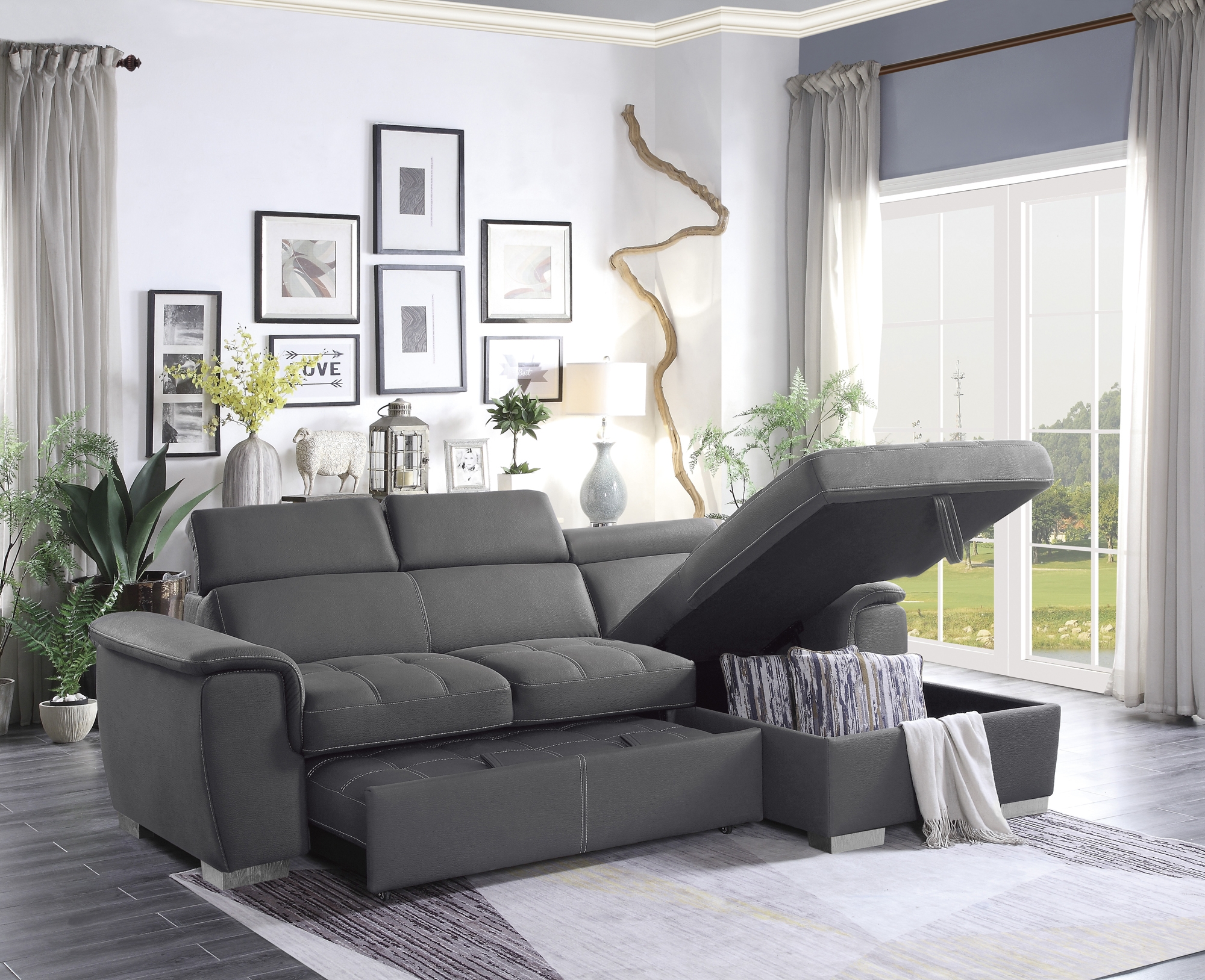 Ferriday Microfiber/Wood Sectional Sofa